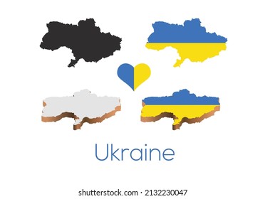 Ukrainian map vector illustrations, flat and 3D isometric