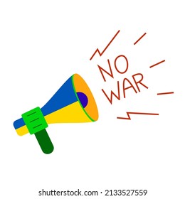Ukrainian megaphone with the calling No War. National security society,  prevention of war in Ukraine. Vector illustration