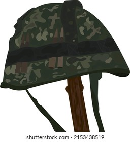 Ukrainian military helmet. War in Ukraine