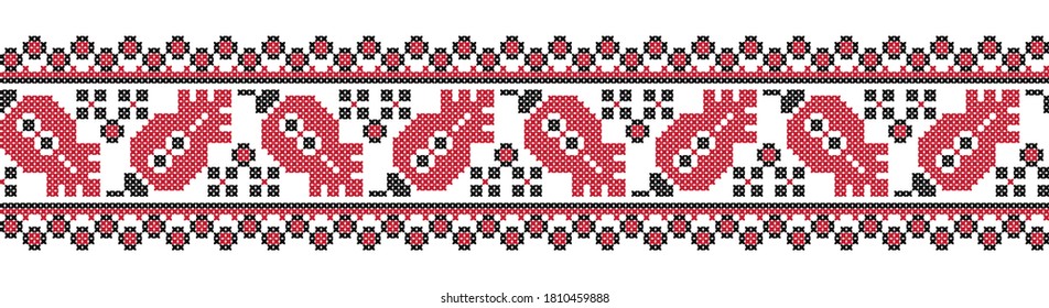 Ukrainian national ancient embroidered ornament, vector seamless design