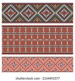 Ukrainian national embroidery ornament. Pixel mosaic ornament. Cross-stitch design. 