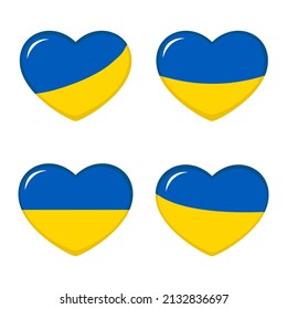 Ukrainian national flag. Blue and yellow heart. Support and help Ukraine. Fight symbol. Stop war banner