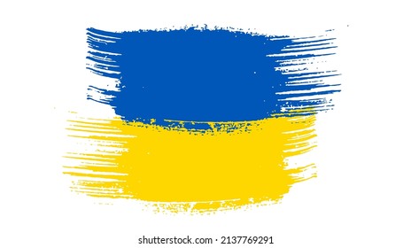 Ukrainian national flag in grunge style. Painted with a brush stroke flag of Ukraine. Vector illustration