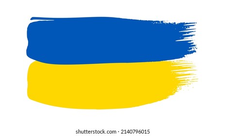 Ukrainian national flag in grunge style. Painted with a brush stroke flag of Ukraine. Vector illustration