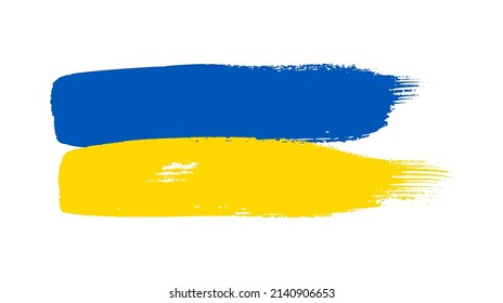 Ukrainian national flag in grunge style. Painted with a brush stroke flag of Ukraine. Vector illustration