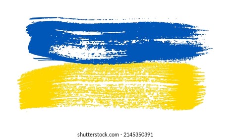 Ukrainian national flag in grunge style. Painted with a brush stroke flag of Ukraine. Vector illustration