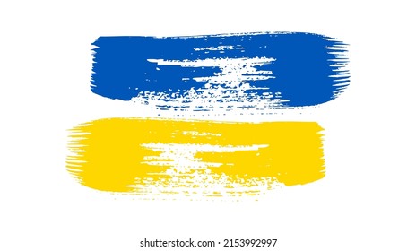 Ukrainian national flag in grunge style. Painted with a brush stroke flag of Ukraine. Vector illustration