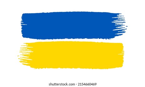 Ukrainian national flag in grunge style. Painted with a brush stroke flag of Ukraine. Vector illustration