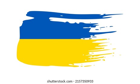 Ukrainian national flag in grunge style. Painted with a brush stroke flag of Ukraine. Vector illustration