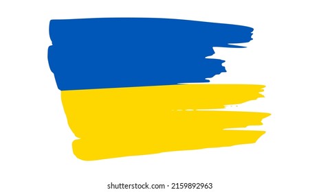 Ukrainian national flag in grunge style. Painted with a brush stroke flag of Ukraine. Vector illustration