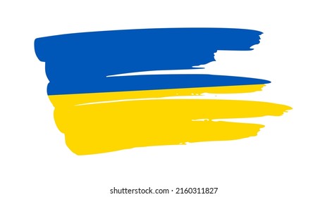 Ukrainian national flag in grunge style. Painted with a brush stroke flag of Ukraine. Vector illustration