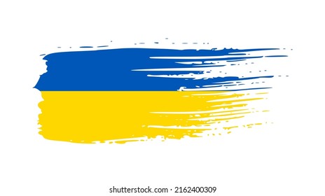 Ukrainian national flag in grunge style. Painted with a brush stroke flag of Ukraine. Vector illustration