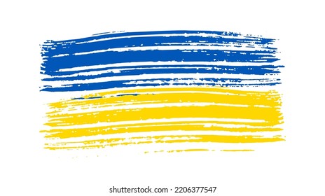 Ukrainian national flag in grunge style. Painted with a brush stroke flag of Ukraine. Vector illustration