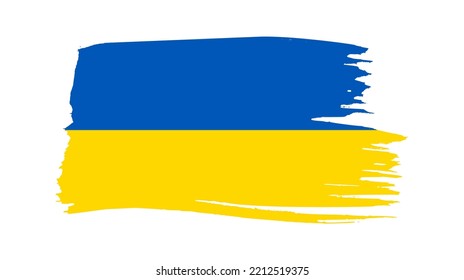 Ukrainian national flag in grunge style. Painted with a brush stroke flag of Ukraine. Vector illustration