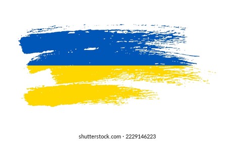 Ukrainian national flag in grunge style. Painted with a brush stroke flag of Ukraine. Vector illustration