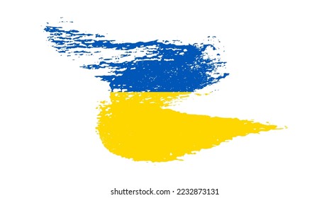 Ukrainian national flag in grunge style. Painted with a brush stroke flag of Ukraine. Vector illustration