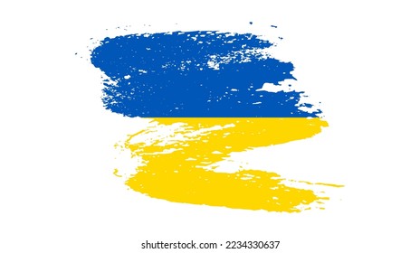Ukrainian national flag in grunge style. Painted with a brush stroke flag of Ukraine. Vector illustration