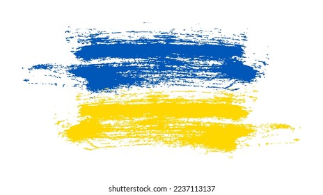 Ukrainian national flag in grunge style. Painted with a brush stroke flag of Ukraine. Vector illustration