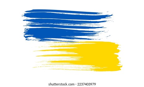 Ukrainian national flag in grunge style. Painted with a brush stroke flag of Ukraine. Vector illustration
