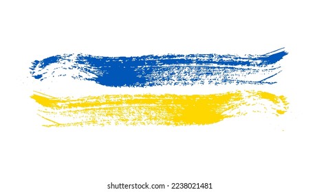 Ukrainian national flag in grunge style. Painted with a brush stroke flag of Ukraine. Vector illustration