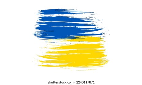 Ukrainian national flag in grunge style. Painted with a brush stroke flag of Ukraine. Vector illustration