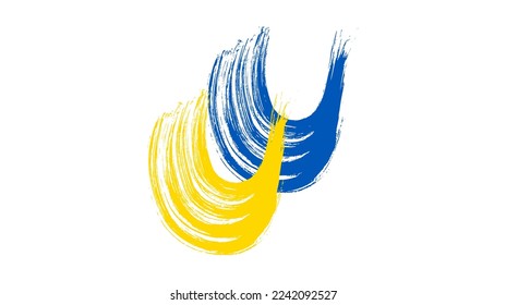 Ukrainian national flag in grunge style. Painted with a brush stroke flag of Ukraine. Vector illustration