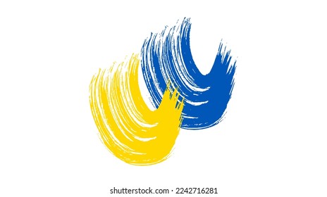 Ukrainian national flag in grunge style. Painted with a brush stroke flag of Ukraine. Vector illustration