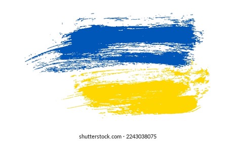 Ukrainian national flag in grunge style. Painted with a brush stroke flag of Ukraine. Vector illustration