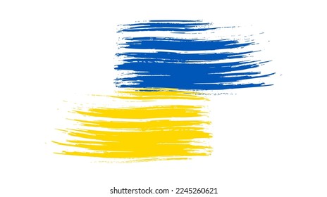 Ukrainian national flag in grunge style. Painted with a brush stroke flag of Ukraine. Vector illustration