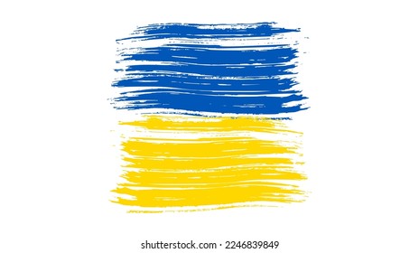 Ukrainian national flag in grunge style. Painted with a brush stroke flag of Ukraine. Vector illustration