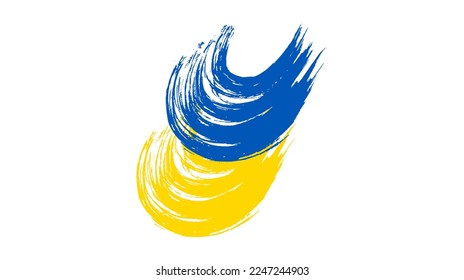 Ukrainian national flag in grunge style. Painted with a brush stroke flag of Ukraine. Vector illustration