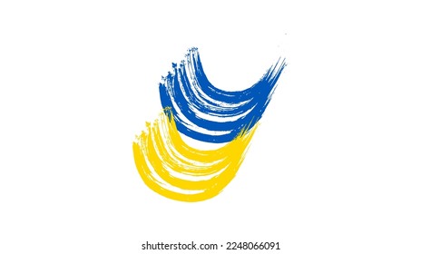 Ukrainian national flag in grunge style. Painted with a brush stroke flag of Ukraine. Vector illustration