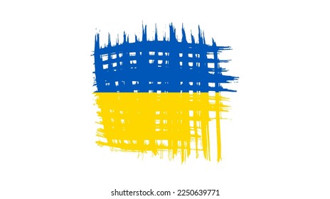 Ukrainian national flag in grunge style. Painted with a brush stroke flag of Ukraine. Vector illustration
