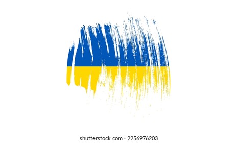Ukrainian national flag in grunge style. Painted with a brush stroke flag of Ukraine. Vector illustration
