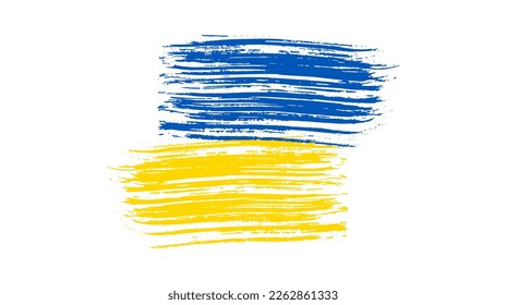 Ukrainian national flag in grunge style. Painted with a brush stroke flag of Ukraine. Vector illustration