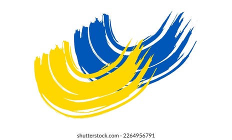 Ukrainian national flag in grunge style. Painted with a brush stroke flag of Ukraine. Vector illustration