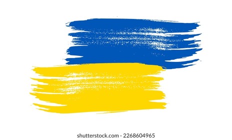 Ukrainian national flag in grunge style. Painted with a brush stroke flag of Ukraine. Vector illustration