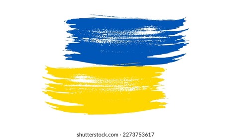 Ukrainian national flag in grunge style. Painted with a brush stroke flag of Ukraine. Vector illustration