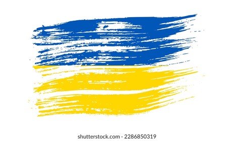 Ukrainian national flag in grunge style. Painted with a brush stroke flag of Ukraine. Vector illustration