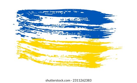 Ukrainian national flag in grunge style. Painted with a brush stroke flag of Ukraine. Vector illustration