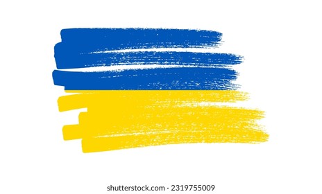 Ukrainian national flag in grunge style. Painted with a brush stroke flag of Ukraine. Vector illustration