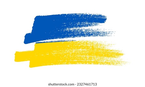 Ukrainian national flag in grunge style. Painted with a brush stroke flag of Ukraine. Vector illustration