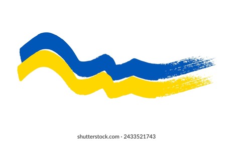 Ukrainian national flag in grunge style. Painted with a brush stroke flag of Ukraine. Vector illustration