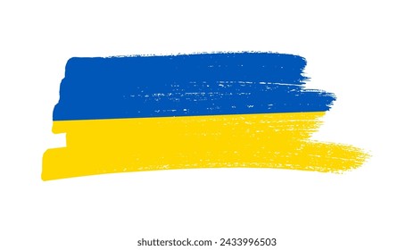 Ukrainian national flag in grunge style. Painted with a brush stroke flag of Ukraine. Vector illustration