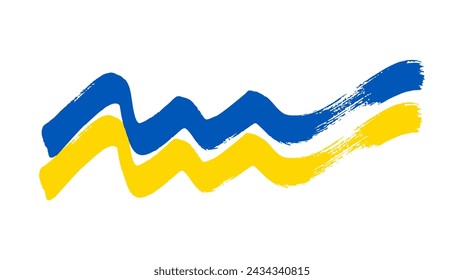 Ukrainian national flag in grunge style. Painted with a brush stroke flag of Ukraine. Vector illustration