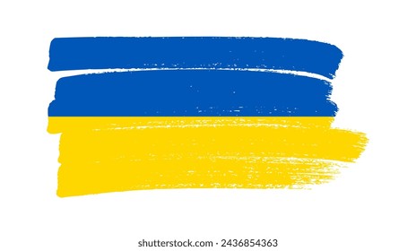 Ukrainian national flag in grunge style. Painted with a brush stroke flag of Ukraine. Vector illustration