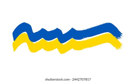Ukrainian national flag in grunge style. Painted with a brush stroke flag of Ukraine. Vector illustration