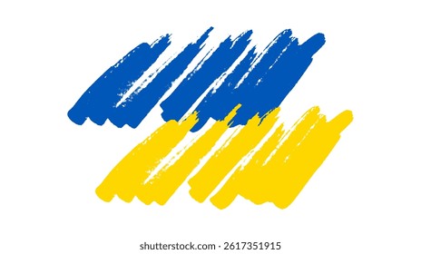 Ukrainian national flag in grunge style. Painted with a brush stroke flag of Ukraine. Vector illustration