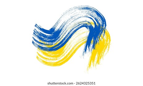 Ukrainian national flag in grunge style. Painted with a brush stroke flag of Ukraine. Vector illustration