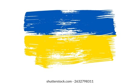 Ukrainian national flag in grunge style. Painted with a brush stroke flag of Ukraine. Vector illustration